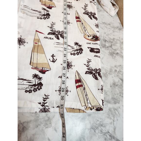 White Sands Men's Aruba Boat Vacation Printed Short Sleeve Button Down Shirt XL - Picture 5 of 5